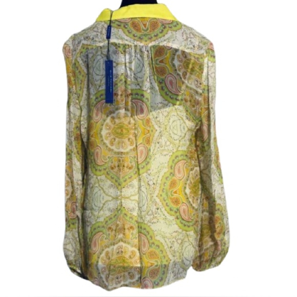 NWT ELIE TAHARI Exclusive Sheer Paisley Blouse Top Shirt Large New Designer Boho - Picture 4 of 16